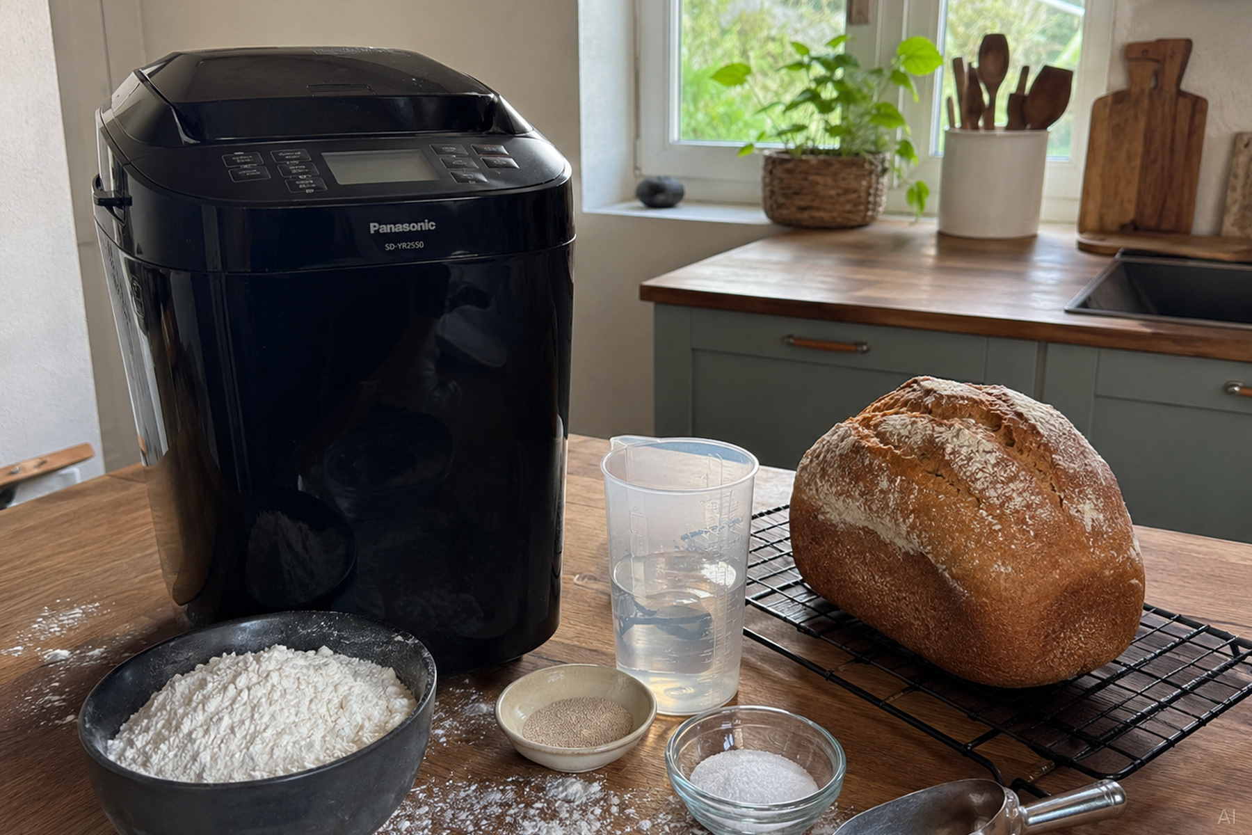Panasonic Brotbackautomat mit Backzutaten