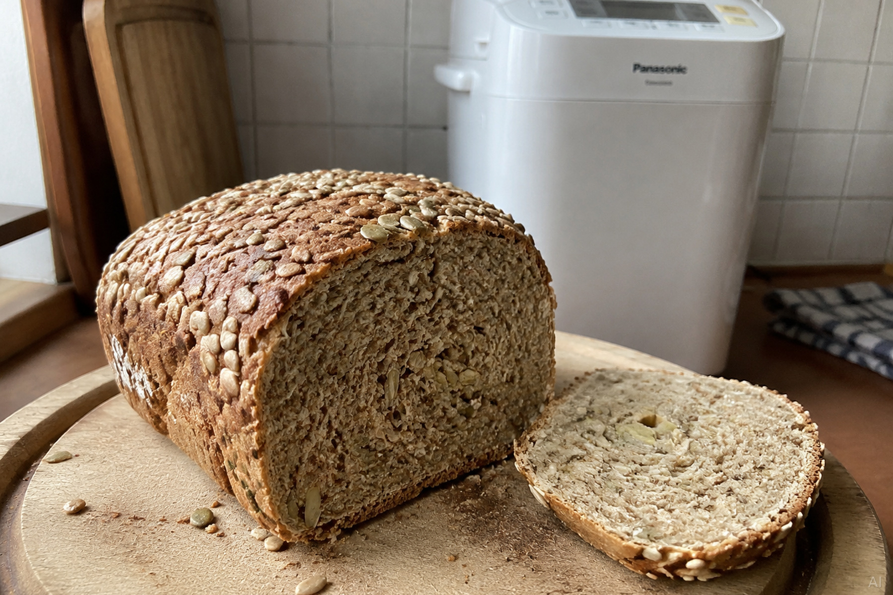 Vollkornbrot mit Körnern aus dem Brotbackautomaten